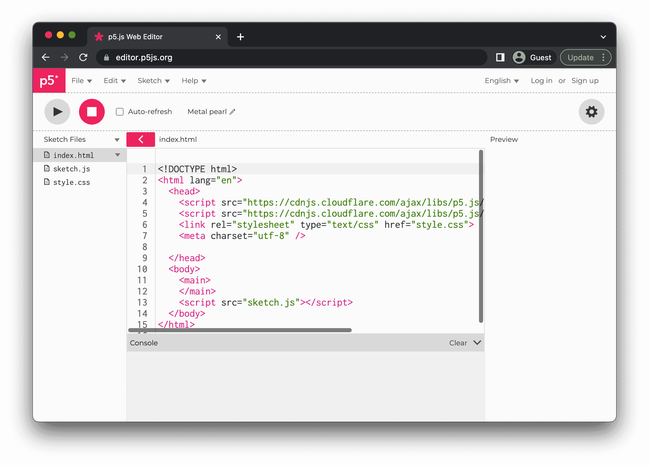 Figure 6.2: Accessing a sketch’s index.html file